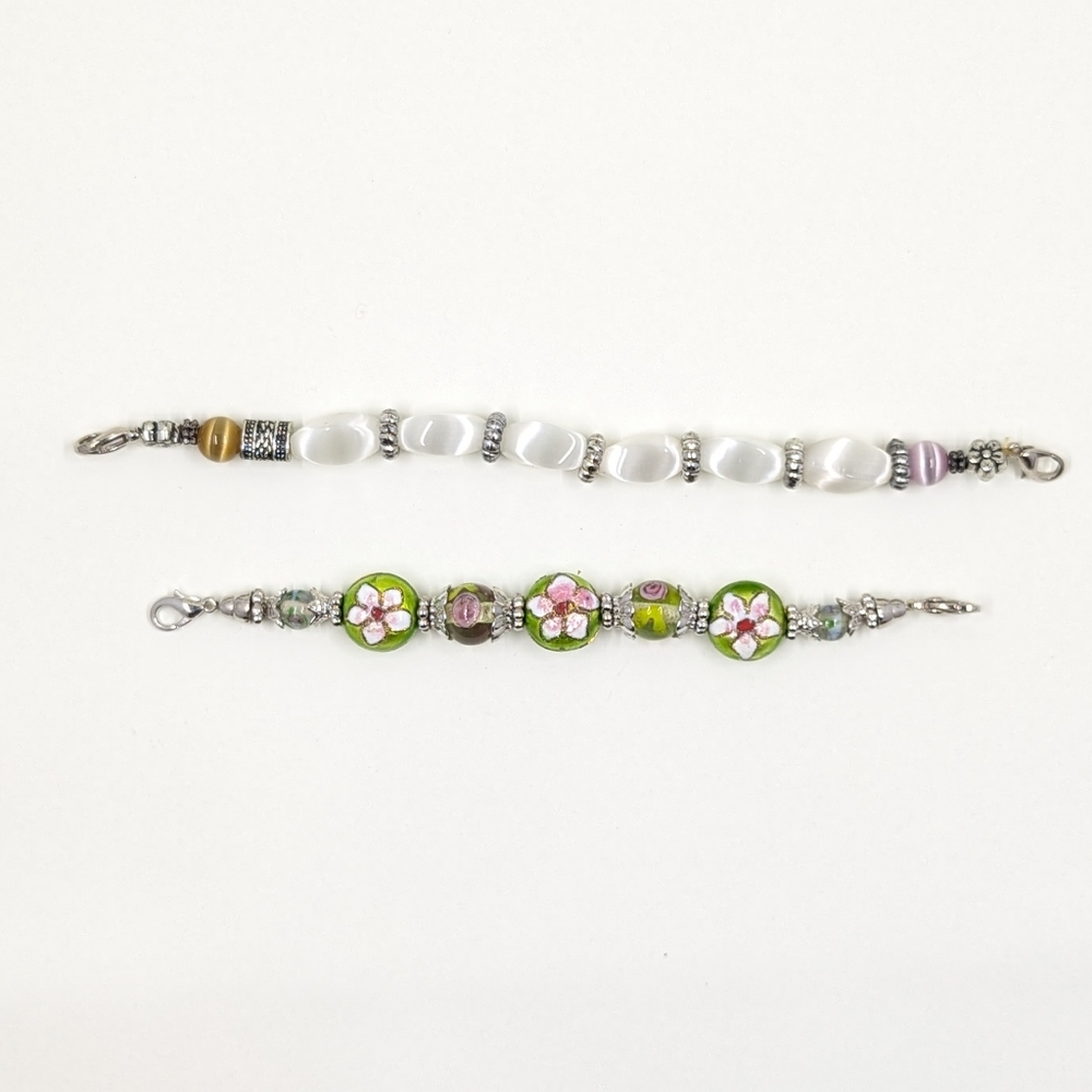 Cloisonne Art Glass Beaded Band w/ Lobster Claw Clasps Extender